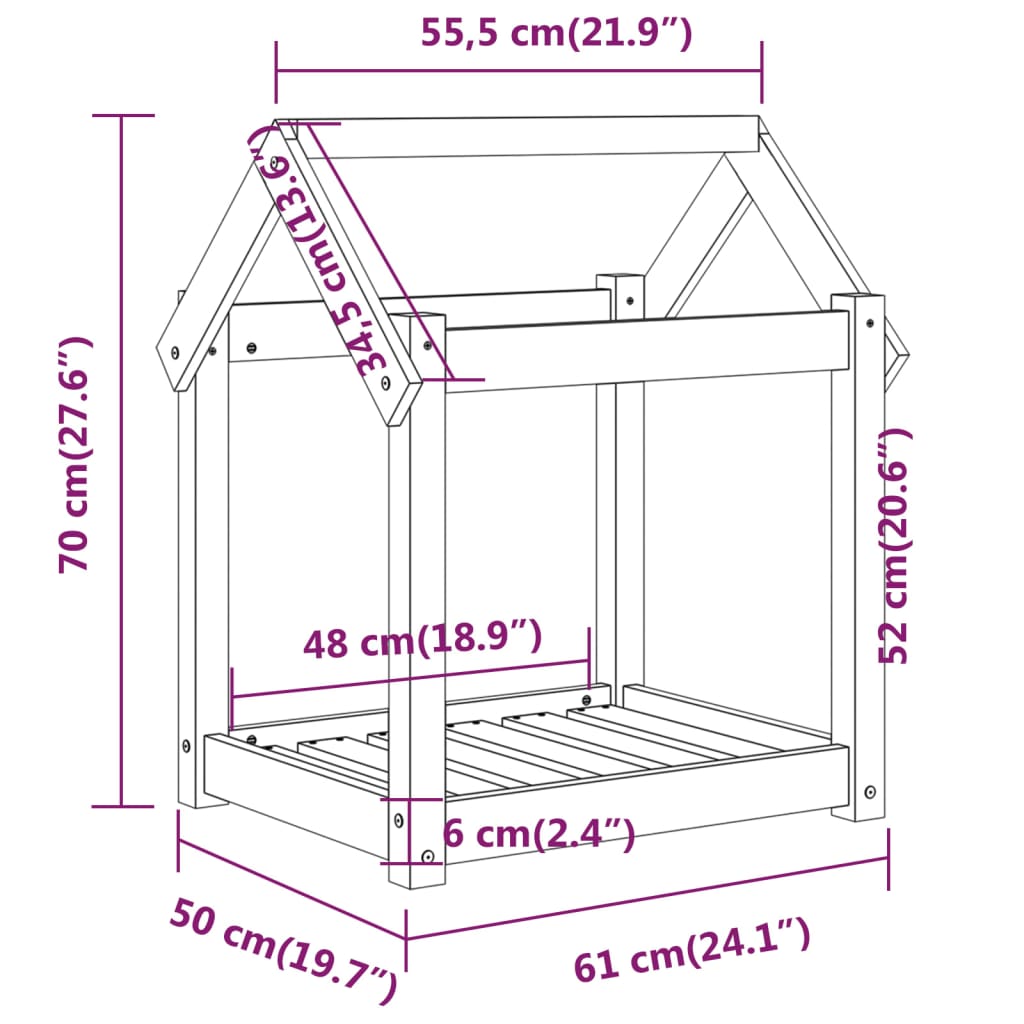 Hundebett Massivholz 61/71 cm