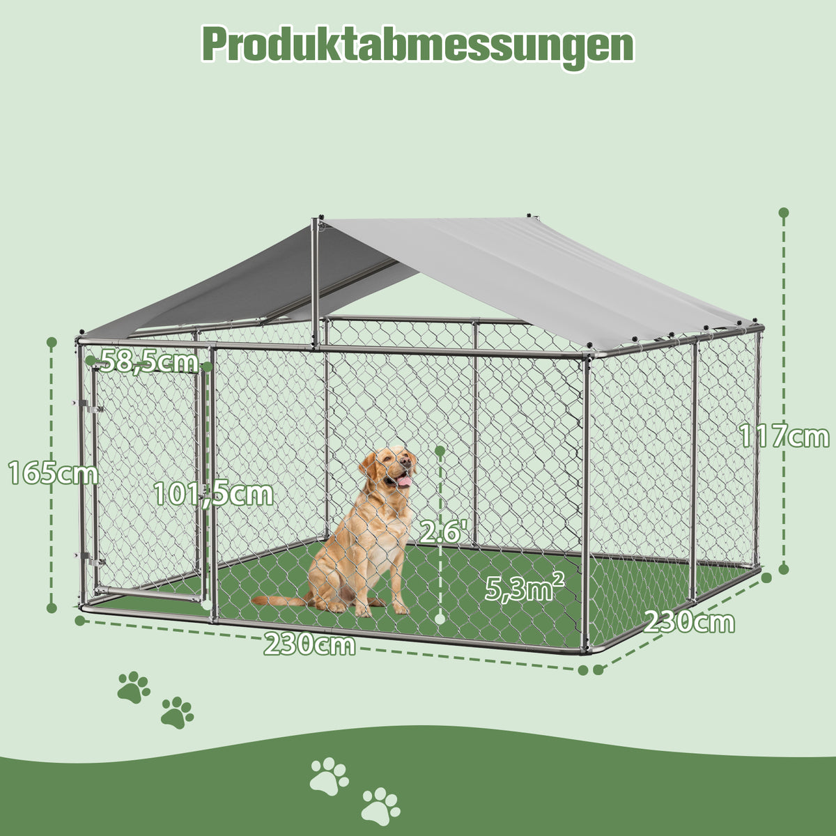 Outdoor-Hundezwinger 230x230x117 cm