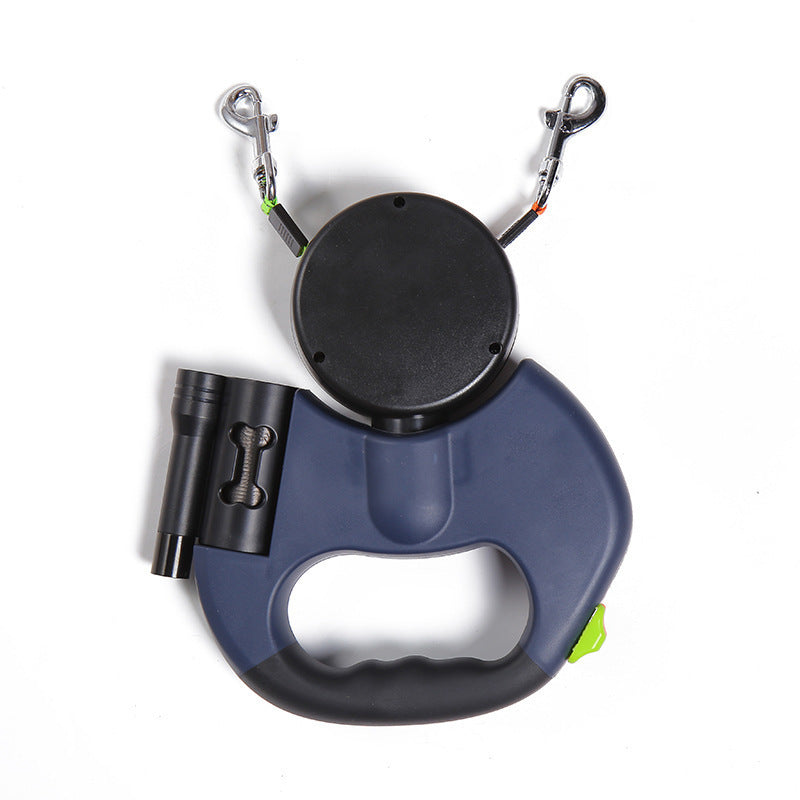Retractable Dual Dog Leash with 360° Swivel & LED Light