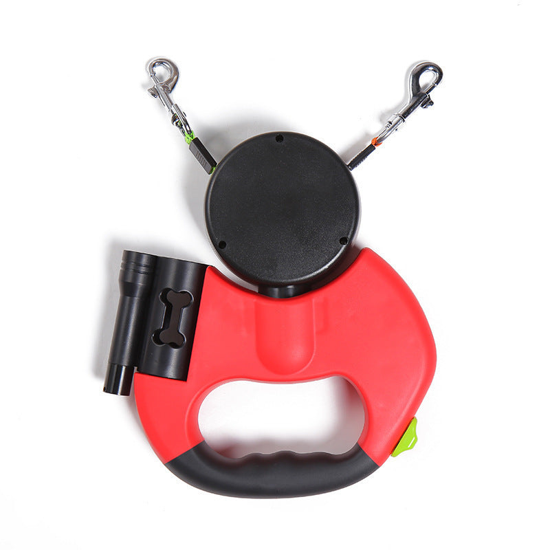 Retractable Dual Dog Leash with 360° Swivel & LED Light