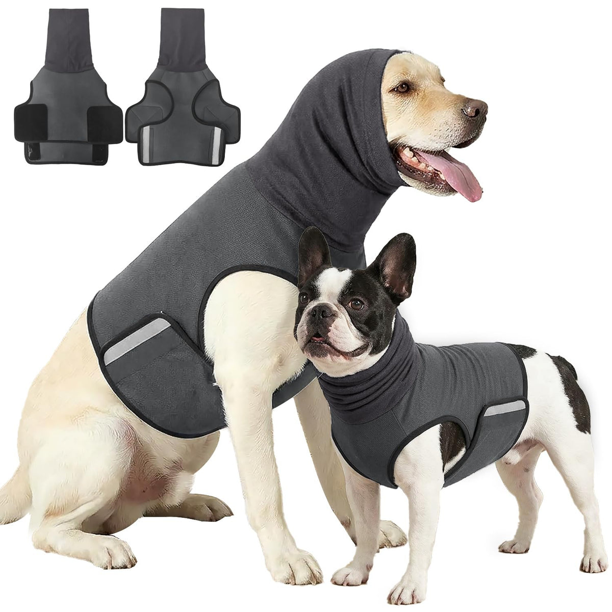 Hunde-Angstweste mit Kapuze Dunkelgrau