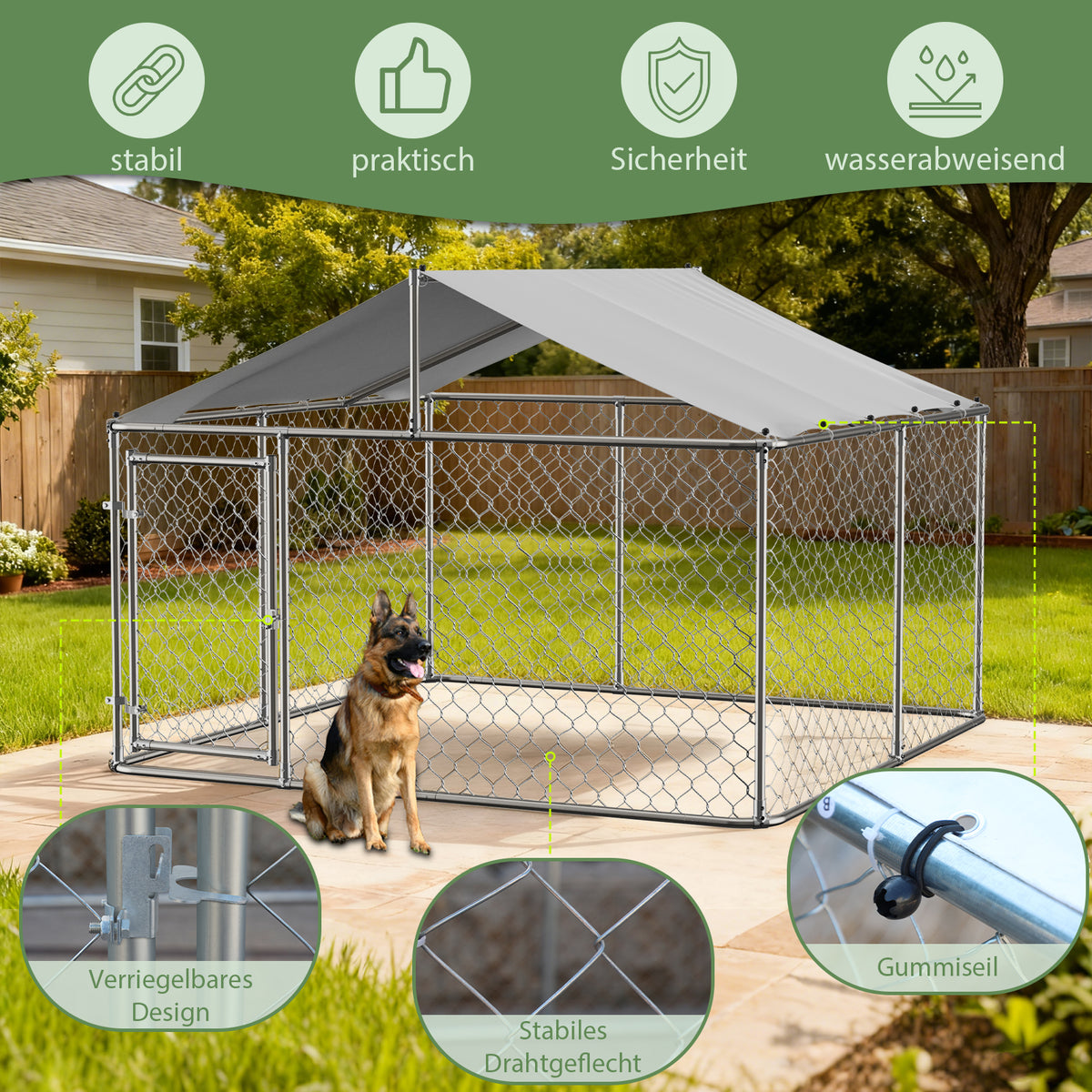 Outdoor-Hundezwinger 230x230x117 cm