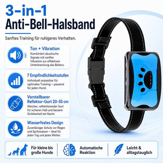 3-in-1 Anti-Bell-Hundehalsband – Trainingshalsband mit Vibration für Hunde