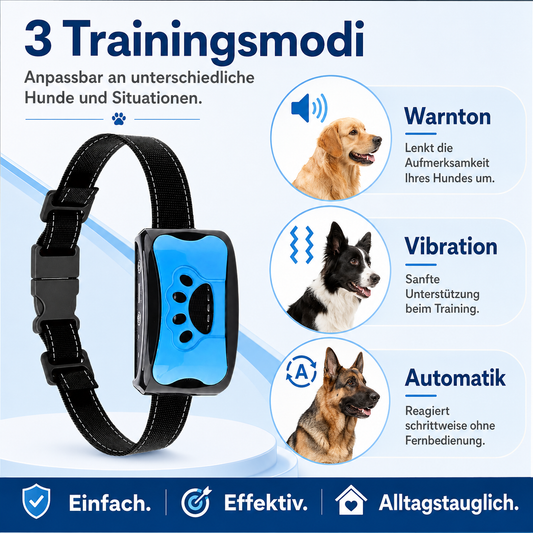 3-in-1 Anti-Bell-Hundehalsband – Trainingshalsband mit Vibration für Hunde