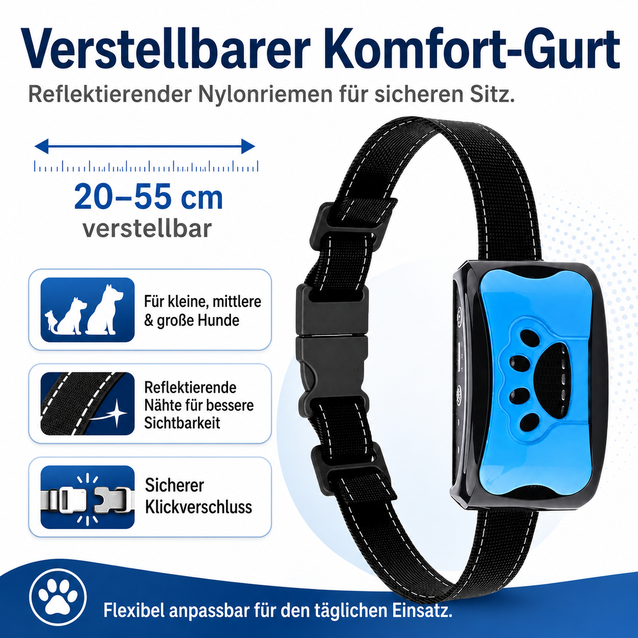 3-in-1 Anti-Bell-Hundehalsband – Trainingshalsband mit Vibration für Hunde