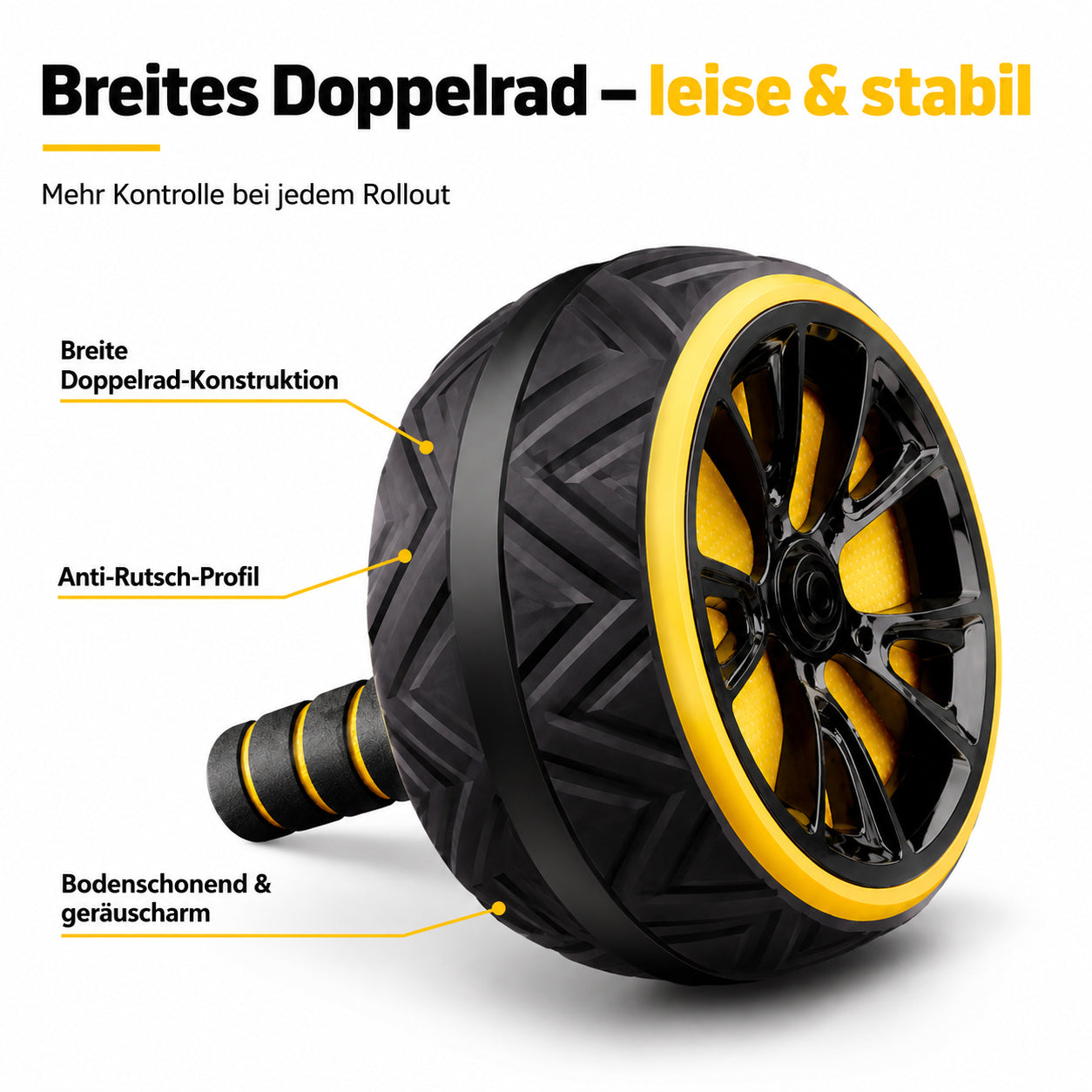 Leises Bauchtrainer-Rad mit Kniepad für Core- & Bauchmuskeltraining