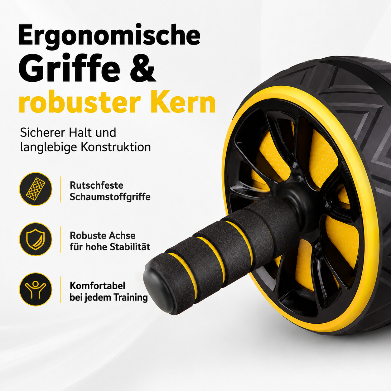 Leises Bauchtrainer-Rad mit Kniepad für Core- & Bauchmuskeltraining