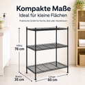 Schwarzes 3-stufiges Lagerregal – Kompaktes Aufbewahrungsregal