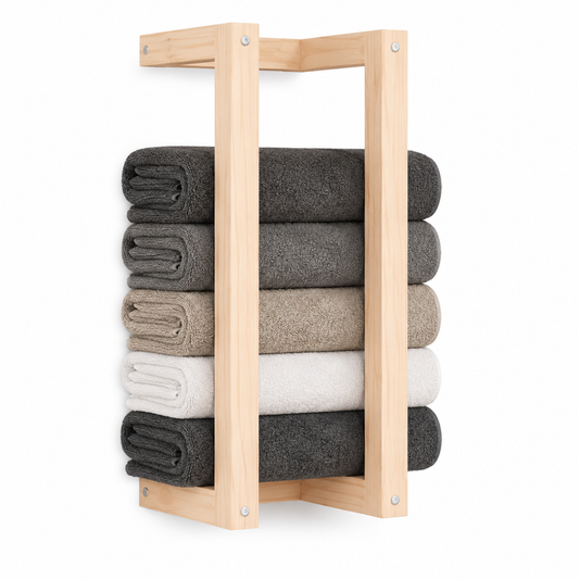 Wandmontierter Handtuchhalter aus massivem Kiefernholz für das Badezimmer