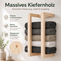 Wall-mounted towel rail made of solid pine wood for the bathroom