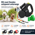 Retractable Dual Dog Leash with 360° Swivel & LED Light