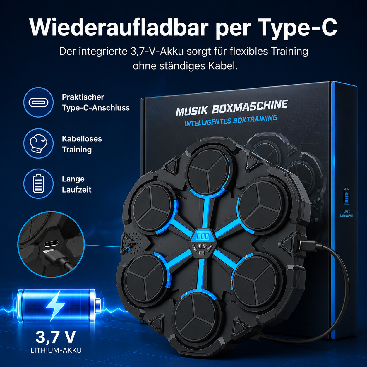 Bluetooth music boxing target with LED lights for home workouts