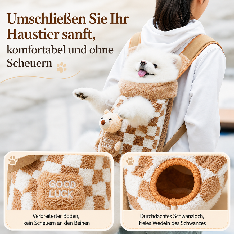 Fleece Hundetragetasche Rucksack | Vorne-Tragetasche für kleine Hunde und Katzen