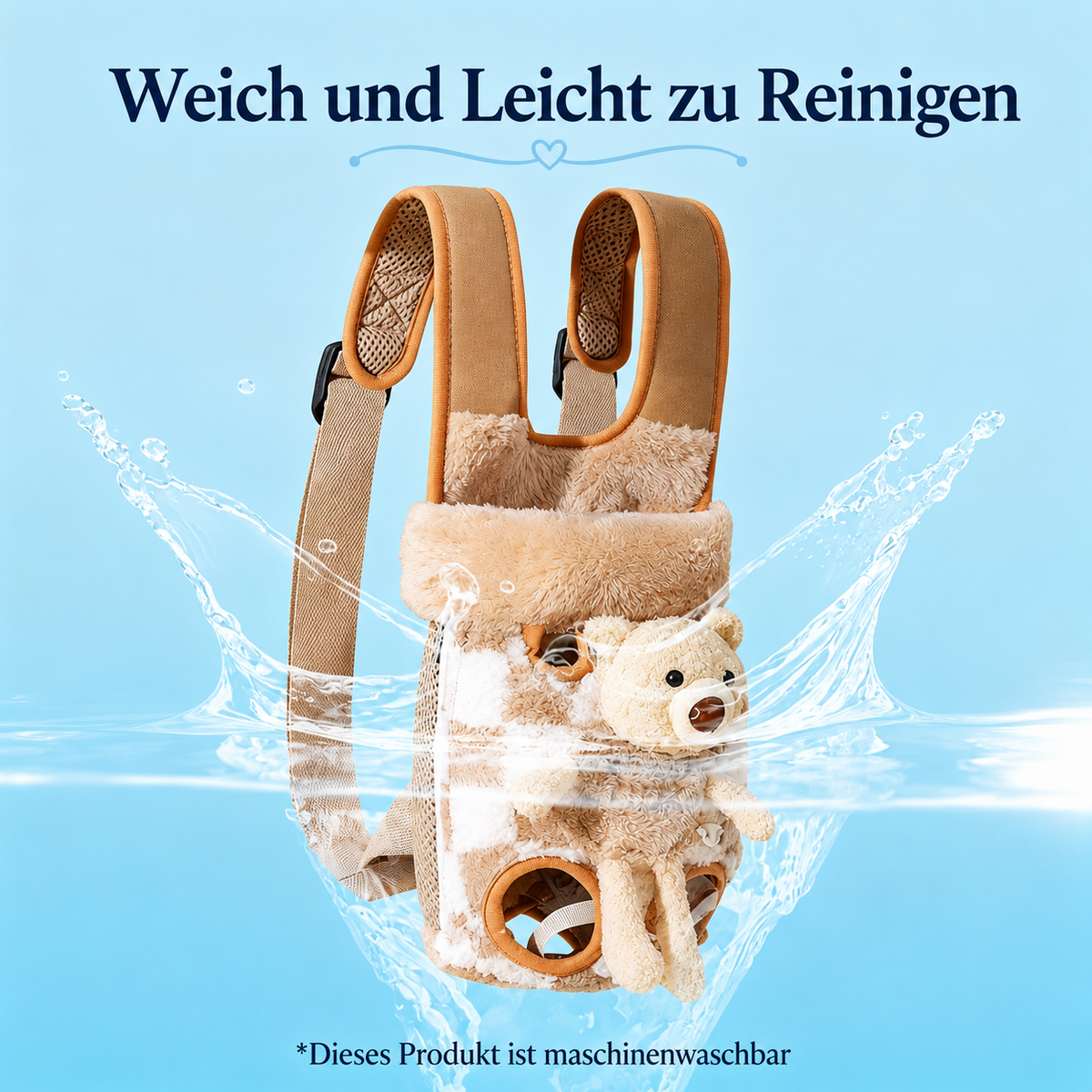 Fleece Hundetragetasche Rucksack | Vorne-Tragetasche für kleine Hunde und Katzen