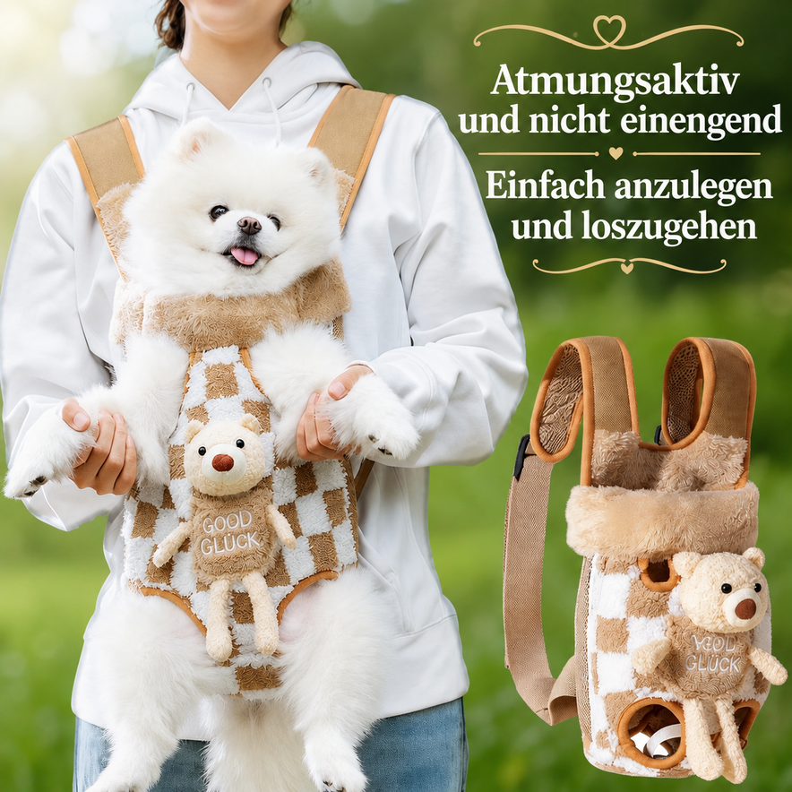 Fleece Hundetragetasche Rucksack | Vorne-Tragetasche für kleine Hunde und Katzen