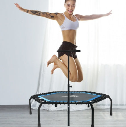 Hexagon Fitness Trampoline with Handrail Indoor Exercise Trampoline – Shop Without Limits