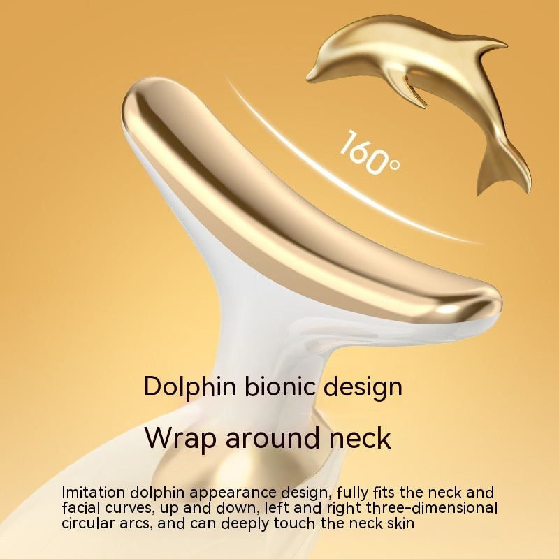 Necklace with dolphin bionic design on a gold background