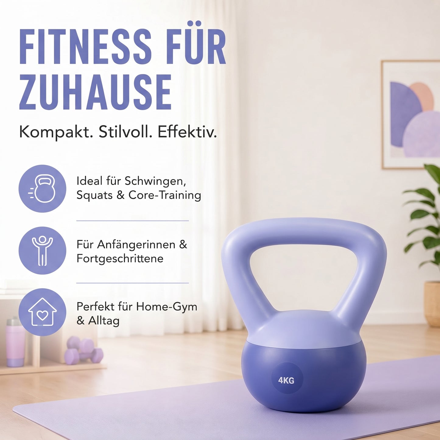 Damen-Kettlebell für Krafttraining, Straffung & Ganzkörper-Workouts zu Hause