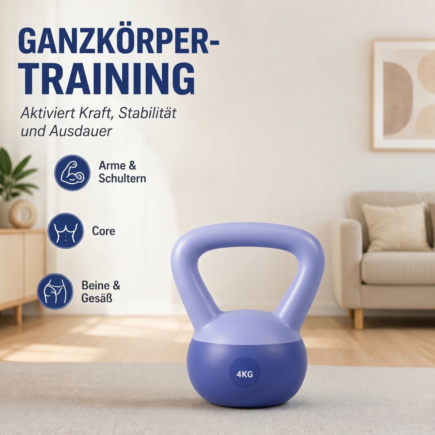 Damen-Kettlebell für Krafttraining, Straffung & Ganzkörper-Workouts zu Hause